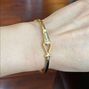 14K Solid Real Gold CZ Knot Bangle